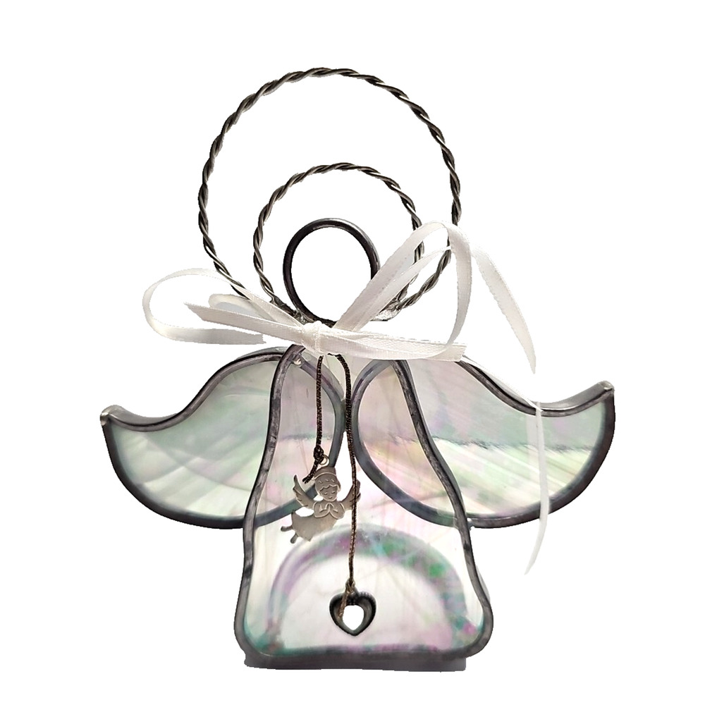 Leaded Stained Glass Angel Free Standing 7” Tall